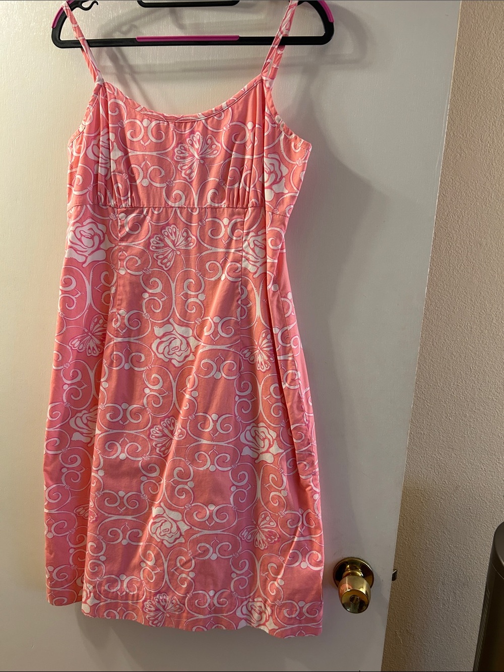 Vintage Lilly Pink and White Spaghetti Strap Sundress